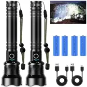 2x Super Bright 250000000 Lumen Tactical Flashlight Torch Rechargeable Worklight