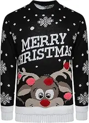 [FAIRY TRENDZ] Ladies Xmas Party Wear Knitted Novelty Sweatshirt Womens Long Sleeve Merry Christmas Printed Reindeer Jumper
