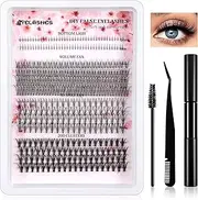 Boobeen Cluster Lashes Kit, Natural Individual Lashes, Curl Mix Eyelash Extensions Kit, DIY Fluffy Lash Clusters, 404Pcs 5-16mm Mix Soft Lash