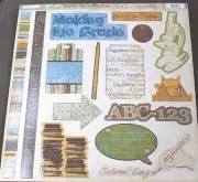 12x12 Scrapbook Paper Sticker 15p School Middle High Science Math Make Grade TPC