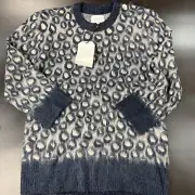 Current/Elliott Leopard Animal Print Pull Over Crew Neck Sweater Top SZ 2/Large