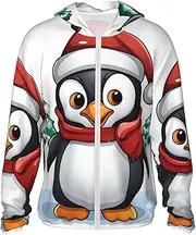[LHBWCVN] UPF 50+ Light Jacket Full Zip Sun Protection Hoodie for Women Men Long Sleeve Christmas Penguin Sun Shirts