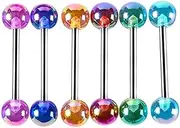 [Generic] TinyStudio 1Pc 14G 6mm Tongue Rings Nipple Straight Barbell Stainless Steel Body Piercing Jewelry
