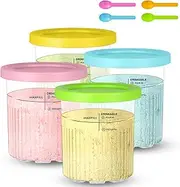 [HOTUT] Creami Pint Containers for Ninja Creami Pints and Lids - 4 Pack Ninja Creami Deluxe Pints, 24oz Ice Cream Containers Suitable for NC500/NC501 Series Ice Cream Maker, Airtight BPA-Free