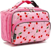 [FlowFly] Kids Lunch box Insulated Soft Bag Mini Cooler Back to School Thermal Meal Tote Kit for Girls, Boys,Cherry