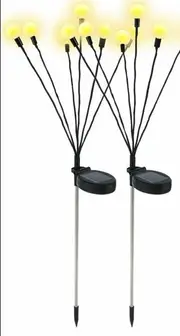 2pcs Solar Garden Lights Firefly Lawn Stake Light Outdoor IP65 Waterproof