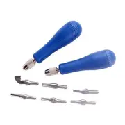 Block Cutters- Craft Linoleum Carving Tools with 6 6 Type Blades &2 Handles