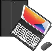 Keyboard Case for Samsung Galaxy Tab S10/S9/S9 FE Plus with Mouse，Smart Soft Case with Bluetooth Keyboard，Detachable Wireless Keyboard Tablet Cover with Pencil Holder (Tab S10/S9/S9 FE Plus, Black)