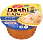 Inaba Cat Food Dashi Delights Chicken & Tuna Flakes in Dashi Broth - 6 x 70g Cups