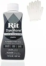 Rit DyeMore 7 Oz. Synthetic Liquid Fiber Dye Single Pack with Plastic Gloves for Clothing, Decor, and Crafts Graphite