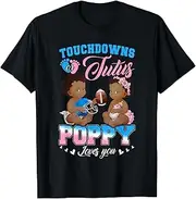 [X.Style] Touchdowns or Tutus Poppy Loves You Gender Reveal ds1970 T-Shirt (S) Black