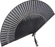 GARVALON Hand Fan Foldable Chinese Fans Tassel for Photo Prop Retro Bamboo Folding Hand Fan for Dec
