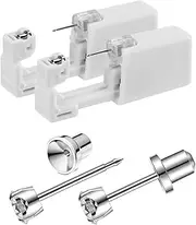 [SugarTang] Ear Piercing Kit, Disposable Ear Piercing Gun Kit, 316L Surgical Stainless Steel 4mm Prong Set Cubic Zirconia Stud, At Home Self Ear Piercer Kit with Birthstone Earrings Stud (White),