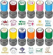Cute Classroom Stamps – Portable Cartoon Rubber Stamp, Creative Ink Set for Kids | Colorful Marking Stamps for School Activities, Teacher Recognition Tools, Learning Incentives Prize Box Fillers