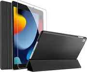ProCase iPad 10.2 Case 2021 9th Gen/ 2020 8th Gen/ 2019 7th Gen Case with Tempered Glass Screen Protector, Slim Stand Hard Shell Protective Smart Cover for 10.2” iPad 9th/8th/7th Generation -Black
