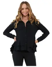 [Ripe] Evelyn Peplum Shirt in Black