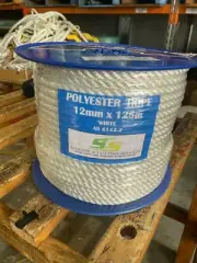 ANCHOR ROPE 12mm x 125m POLYESTER ROPE AUST STDS B/F 2230 Kg DOCK / DECK LINE