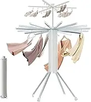 Cylinder Drying Rack, Octopus Clothing Quadrupod, Double Collapsible Laundry Drying Stand with Universal Wheel, 360° Rotation, Expandable 16 Dry Rods 24 Drying Clips, for Household & Camping