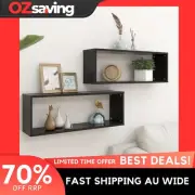 Wall Cube Shelves Black 60x15x23 cm Storage Display Sturdy Decor 7136