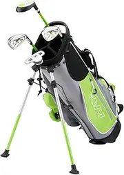 KVV Junior Complete Golf Club Set for Kids/Children Right Hand, 8-10/11-13 Years Old 4/5-Piece Set Includes Oversize Driver, Irons, Putter, Head Cover, Portable Golf Stand Bag