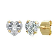 Bevilles Cubic Zirconia Heart Earrings in 9kt Yellow Gold Stud