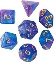 Ｓｉｍｈｏａ Set of 7 Multi Sided Dice, Acrylic Polyhedral Dice for RPG and Math Activities, Pink Blue