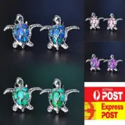 Cute Sea Turtle Ear ring Creative Lovely Animal Faux Fire Opal Earing Stud