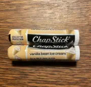 CHAPSTICK VANILLA BEAN ICE CREAM Flavor Lip Balm Lot of 2 New & Sealed