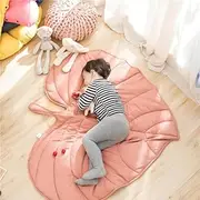 Nordic New Shaped Creative Leaf Baby Game Mat Bay Window Floor Mat Baby Climbing Mat Children's Room Decoration (Baby Pink)
