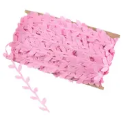 44 Yards Pink Leaf Ribbon, Leaves Trim Rope Leaf String, Style 7