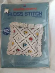 Columbia Minerva Floral Lattice Pillow Embroidery Kit 6614 Reverse Applique 12"