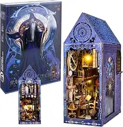 Magic Research Society DIY Book Nook Kit – 3D Wooden Bookshelf Insert with LED Lights | Wizard Library Miniature Model Craft Kit for Adults & Teens, Mystical Fantasy Decor