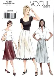 Vogue Sewing Pattern 7735: Misses Gored A-line Skirt in 3 Styles Sizes 12 14 16