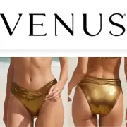 VENUS High-Leg Cross Over Bottom Gold Metallic NWT Size XL