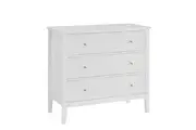 Fluted 3 Drawer Chest Tallboy Dresser Cabinet Bedroom Storage Organizer White