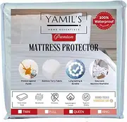 YAMIL'S HOME ESSENTIALS Premium Mattress Protector Cover Hypoallergenic - 100% Waterproof, Bed Bug, Anti-Dust Mite, Anti-Pull, Ultra Soft Premium Cotton Terry, Vinyl Free (White) (King)