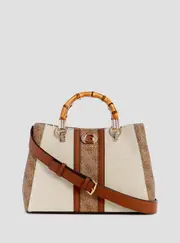 GUESS Women's Brown Kerima Bamboo Satchel Bag
