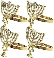 Ciieeo Sets Unique Jewish Holiday Decor Elegant Hanukkah Napkin Holders Jerusalem Napkin Rings for Holiday Dinner Table for Jewish Party Pcs