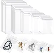 Spakon 160 Pcs Clear PVC Jewelry Bags Plastic Transparent Jewelry Pouches Rings Earrings Storage Bags Anti Tarnish Lock Bags Plastic Small Zipper Bags for Holding Jewelries(5 Sizes)