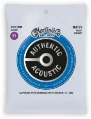 Martin MA175 SP 80/20 Bronze Authentic Acoustic Guitar Strings Custom Light 11-5