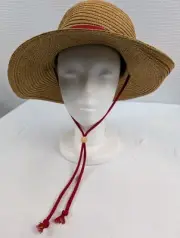 San Diego Hat Company Floppy Sun Hat with Red Chin Strap 4" Brim NWT UPF 50+