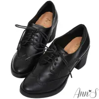 在飛比找Yahoo奇摩購物中心優惠-Ann’S英倫甜心2.0厚底-綁帶牛津雕花粗跟踝靴-黑