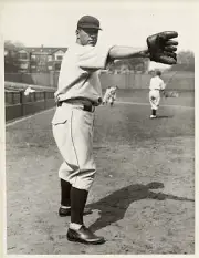 Charlie Grimm Reaching To Catch A Baseball Old Historic Photo