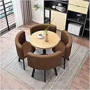 YAXANSIH Modern Conference Room Table Business Coffee Table Round Dining Table Table and Chair Combination, 60cm Simple Style Office Reception Desk and Chair Set, Round Table Coffee Shop(Brown)