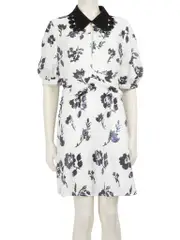 White Floral Sequinned Dress