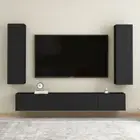NNEVL 4 Piece TV Cabinet Set Black Chipboard