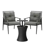 Outdoor Furniture Setting Ice Bucket Black Table 2 Seater