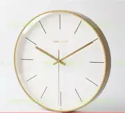 Wall clock white yellow frame second hands thin ticks mute brand logo #50