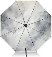 [PDZRMY] Cloudy White Abstruct UV Protection Travel Umbrella Compact for Rain and Sun - Auto Open and Close UPF 50+ Windproof Portable 46” Sun Umbrella for Women and Men