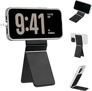 Hualele for Magsafe Wallet with Phone Tripod Stand, Magnetic Phone Wallet Stand Adjustable Leather Magnetic Card Holder Invisible Selfie Stick Tripod for iPhone 16/15/14/13/12 Series, Black